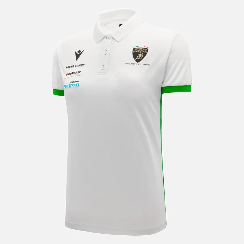 Automobili Lamborghini Squadra Corse Damen-Poloshirt in Weiss Automobili Lamborghini Squadra Corse Damen-Poloshirt in Weiss