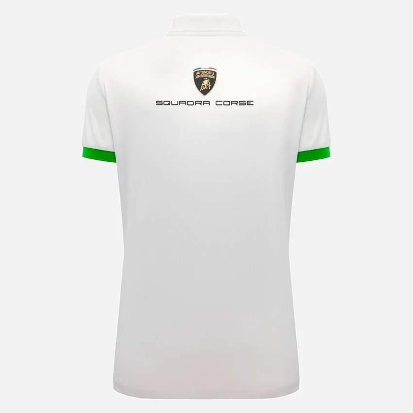Automobili Lamborghini Squadra Corse Damen-Poloshirt in Weiss Automobili Lamborghini Squadra Corse Damen-Poloshirt in Weiss