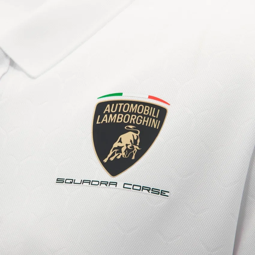 Automobili Lamborghini Squadra Corse Damen-Poloshirt in Weiss Automobili Lamborghini Squadra Corse Damen-Poloshirt in Weiss