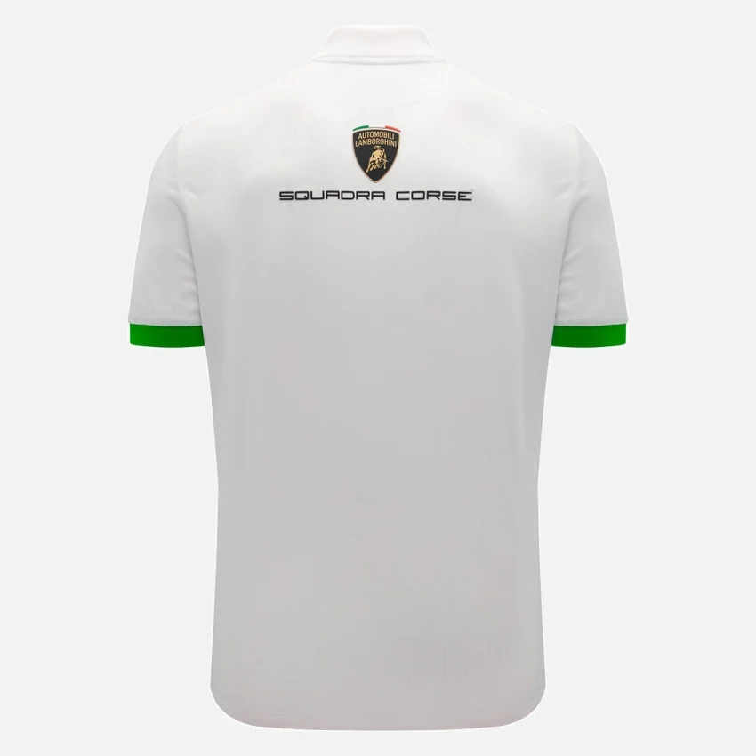 Automobili Lamborghini Squadra Corse Herren-Poloshirt in Weiss Automobili Lamborghini Squadra Corse Herren-Poloshirt in Weiss