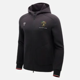 Automobili Lamborghini Squadra Corse Herren-Sweatshirt in Schwarz mit Dreifarb-Motiv und durchgehendem Reissverschluss