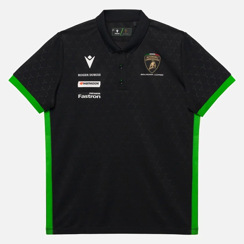 Automobili Lamborghini Squadra Corse Kinder-Poloshirt in Schwarz Automobili Lamborghini Squadra Corse Kinder-Poloshirt in Schwarz