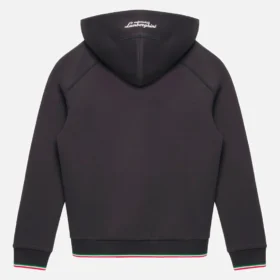 Automobili Lamborghini Squadra Corse Kinder-Sweatshirt in Schwarz mit Dreifarb-Motiv und durchgehendem Reissverschluss