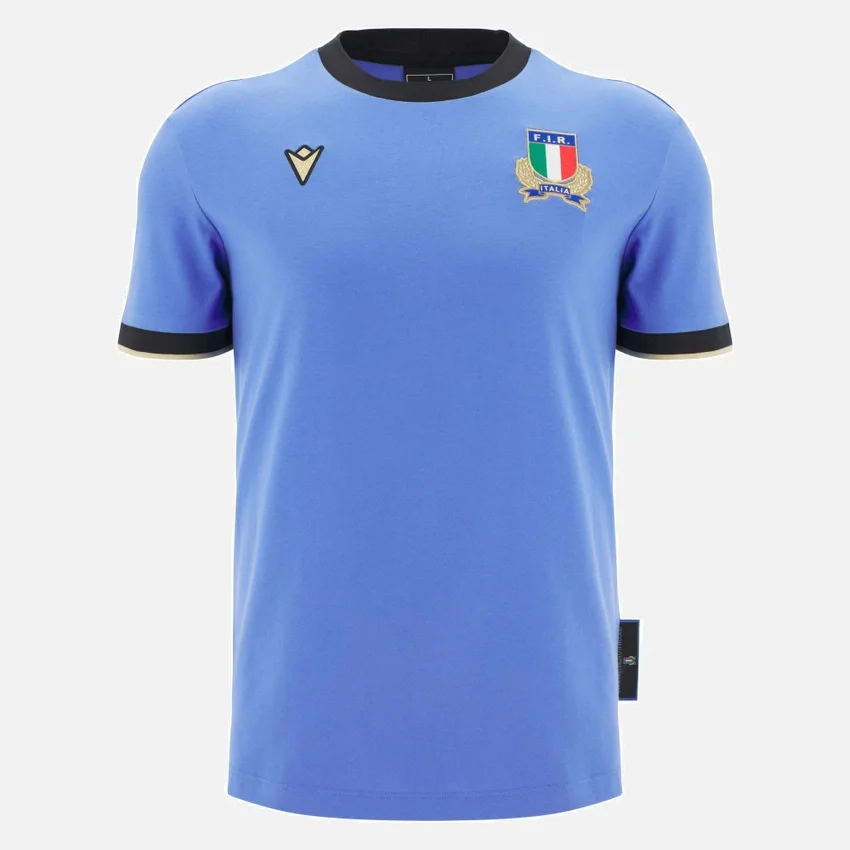 Italia Rugby 2025/26 Geripptes Baumwoll-T-Shirt-Hemd Fan-Kollektion Italia Rugby 2025/26 Geripptes Baumwoll-T-Shirt-Hemd Fan-Kollektion