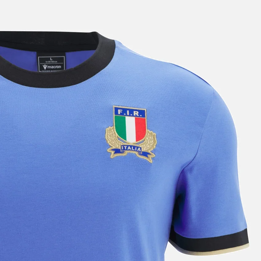 Italia Rugby 2025/26 Geripptes Baumwoll-T-Shirt-Hemd Fan-Kollektion Italia Rugby 2025/26 Geripptes Baumwoll-T-Shirt-Hemd Fan-Kollektion